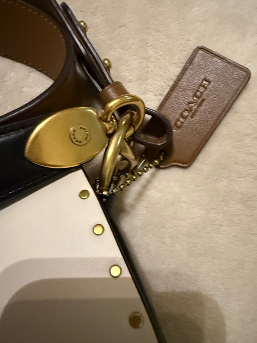 Coach Two-Tone Tabby Crossbody in Cream, Brown & Black - Picture 4 of 4